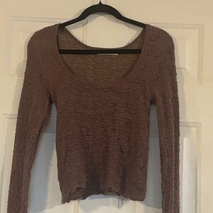 NATURAL LIFE Textured Brown Long Sleeve Top
